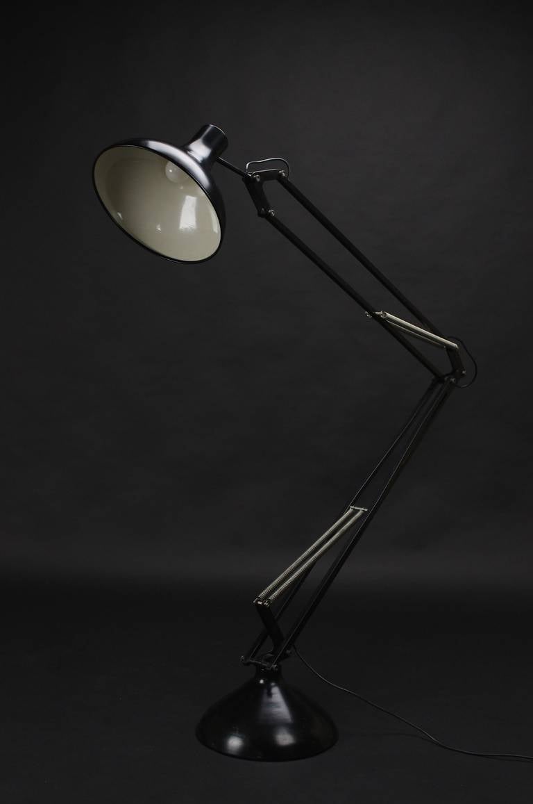 Late 20th Century Giant Black Metal Drafting Floor Lamp, Italy 1970's For Sale