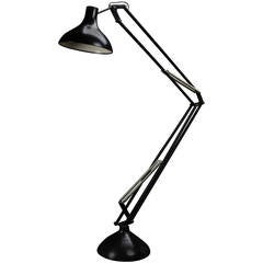 Vintage Giant Black Metal Drafting Floor Lamp, Italy 1970's