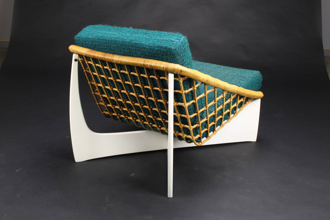 Wood Pastoe Wicker Lounge Chair, Holland 1960's For Sale