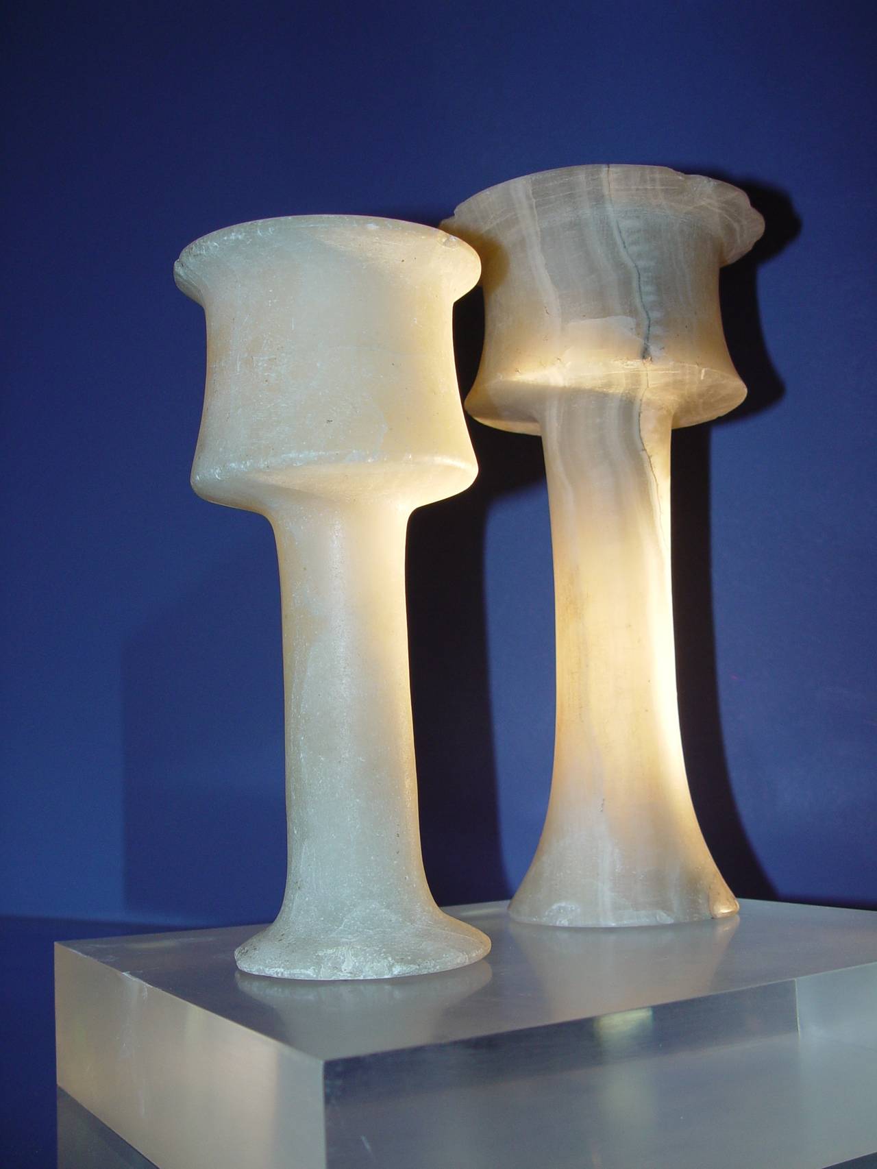 Pair of Two Late Third Millennium BC Alabaster Cup-Chalices For Sale 2