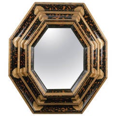 Italian 17th Century Octagonal Mirror with "Tortoiseshell Trompe-L'oeil"