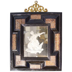 17th Century Flemish Engraved Mirror Decorated "Alla Certosina"