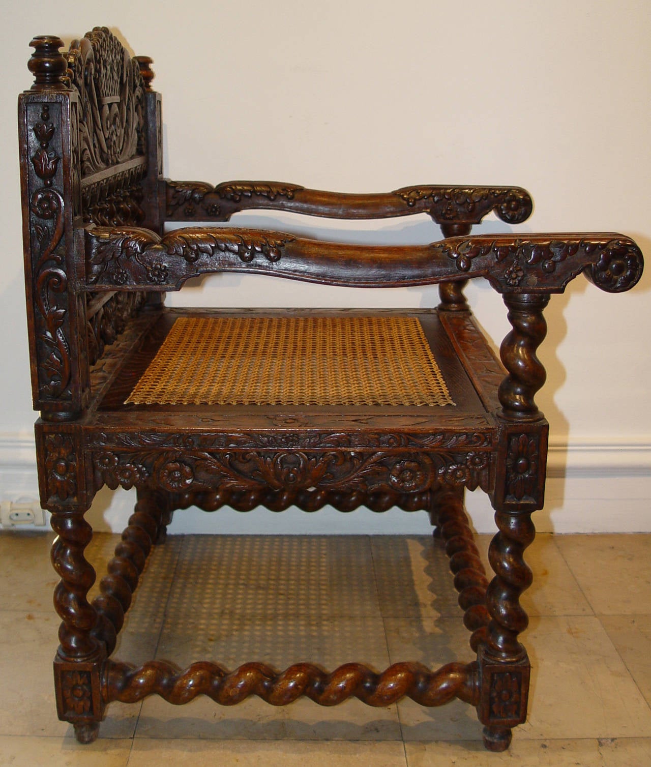 Carved Extremely Rare Late 17th Century Colonial Indonesian Armchair For Sale