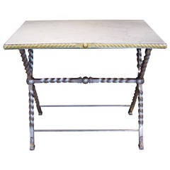 Wrought Iron Table with Carrara Marble Top