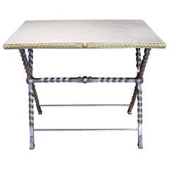 Antique Wrought Iron Table with Carrara Marble Top