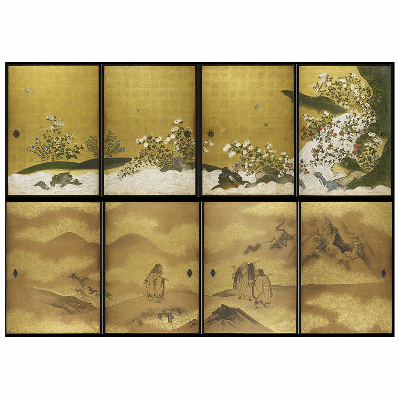 Complete Set of 19th Century "Fusuma" Japanese Sliding Doors For Sale