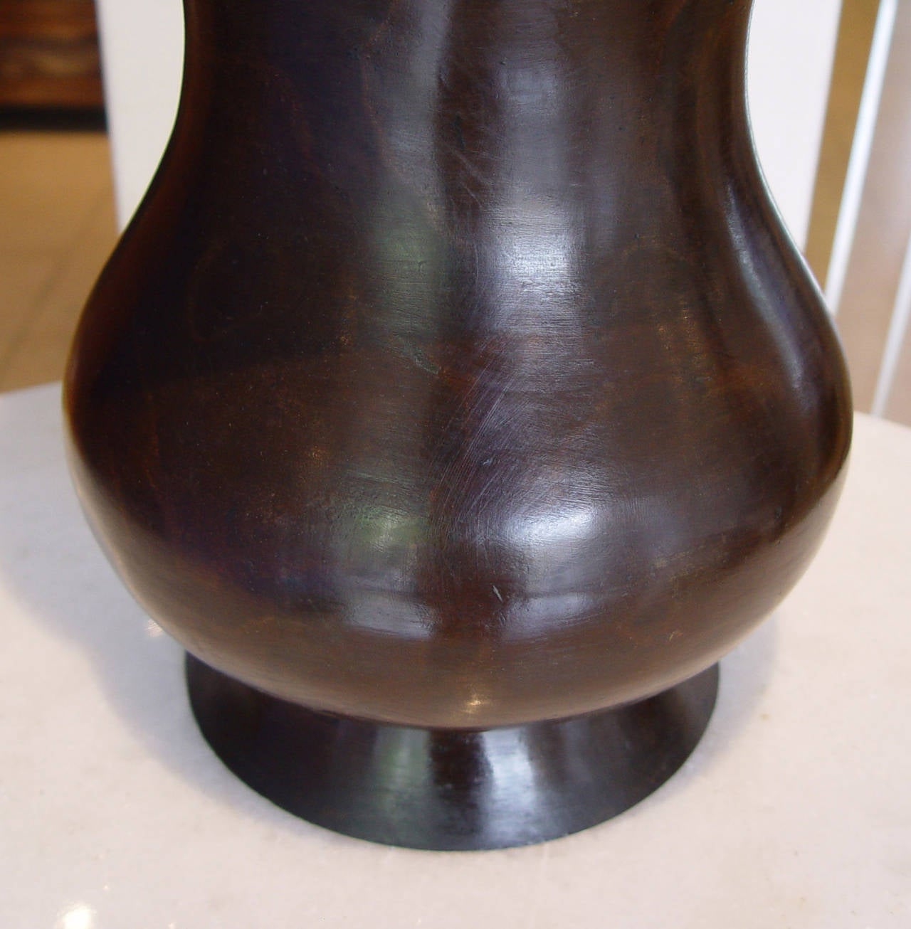 Edo 19th Century Japanese Patinated Bronze Vase For Sale