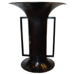 19th Century Black Patinated Japanese Metal Vase