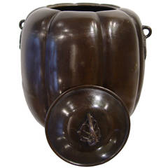 19th Century Japanese Melon-Shaped Bronze Pot