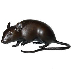 Antique 19th Century Japanese Bronze Rat Sculpture