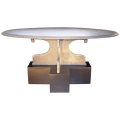 Oval Brasilian Green Slate Coffee Table