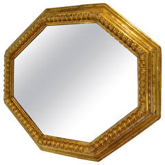 Large 17th Italian Gilded Wood Octogonal Mirror