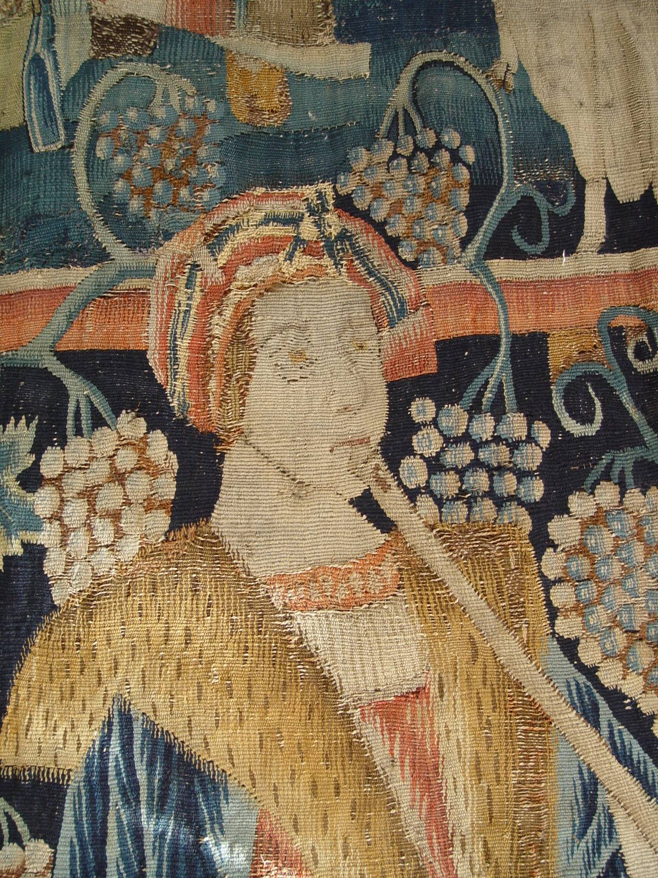 15th Century Flemish Fragment of a Tournai Tapestry 