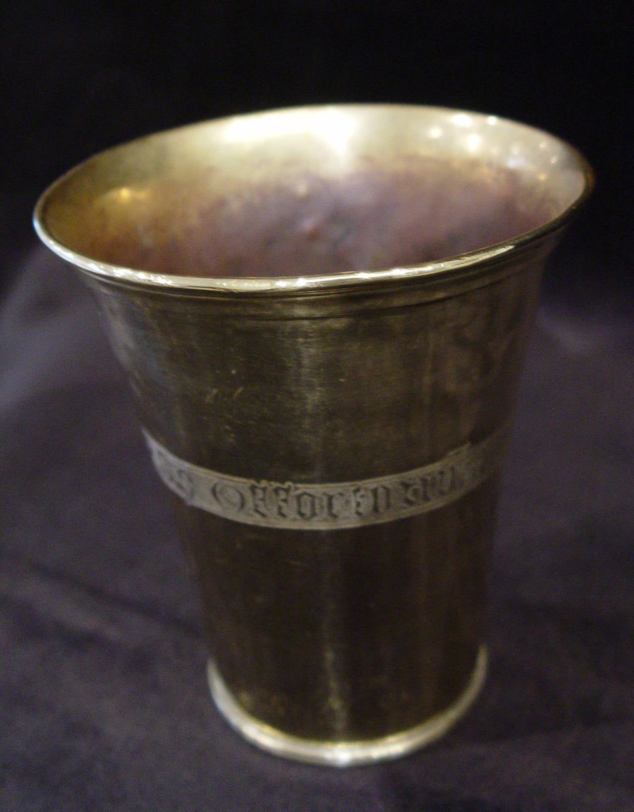 Gothic 15th Century Engraved Copper Goblet Dated 1480 For Sale