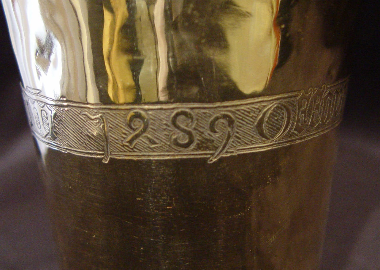 European 15th Century Engraved Copper Goblet Dated 1480 For Sale