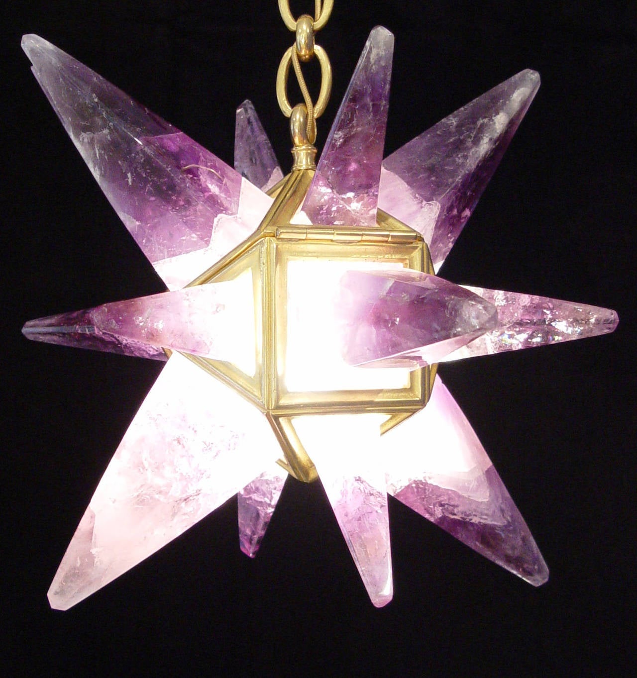 Contemporary Amethyst Chandelier with Gilded Bronze For Sale at 1stDibs