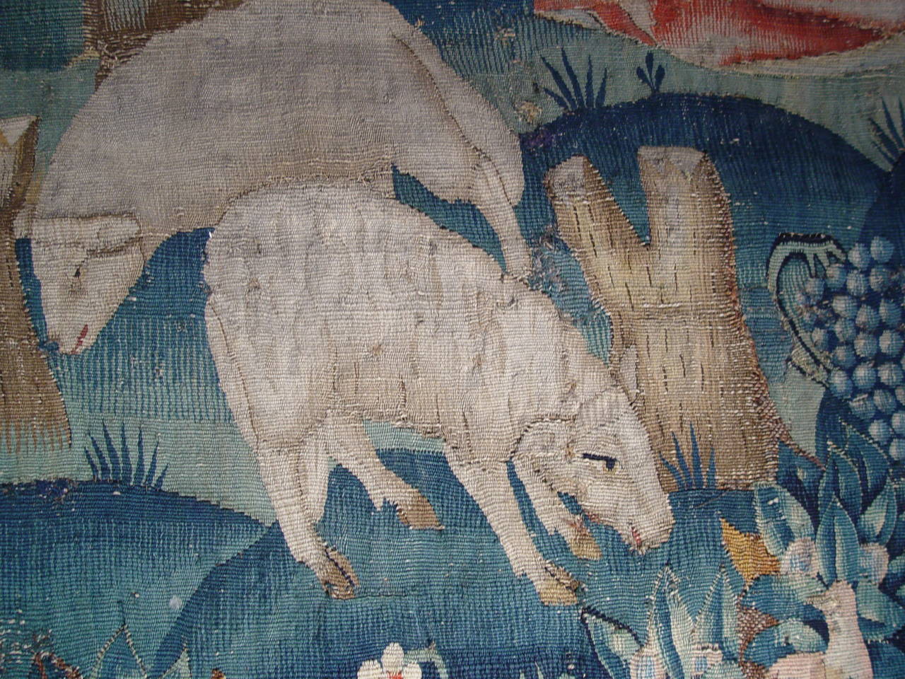 Belgian 15th Century Flemish Fragment of a Tournai Tapestry 
