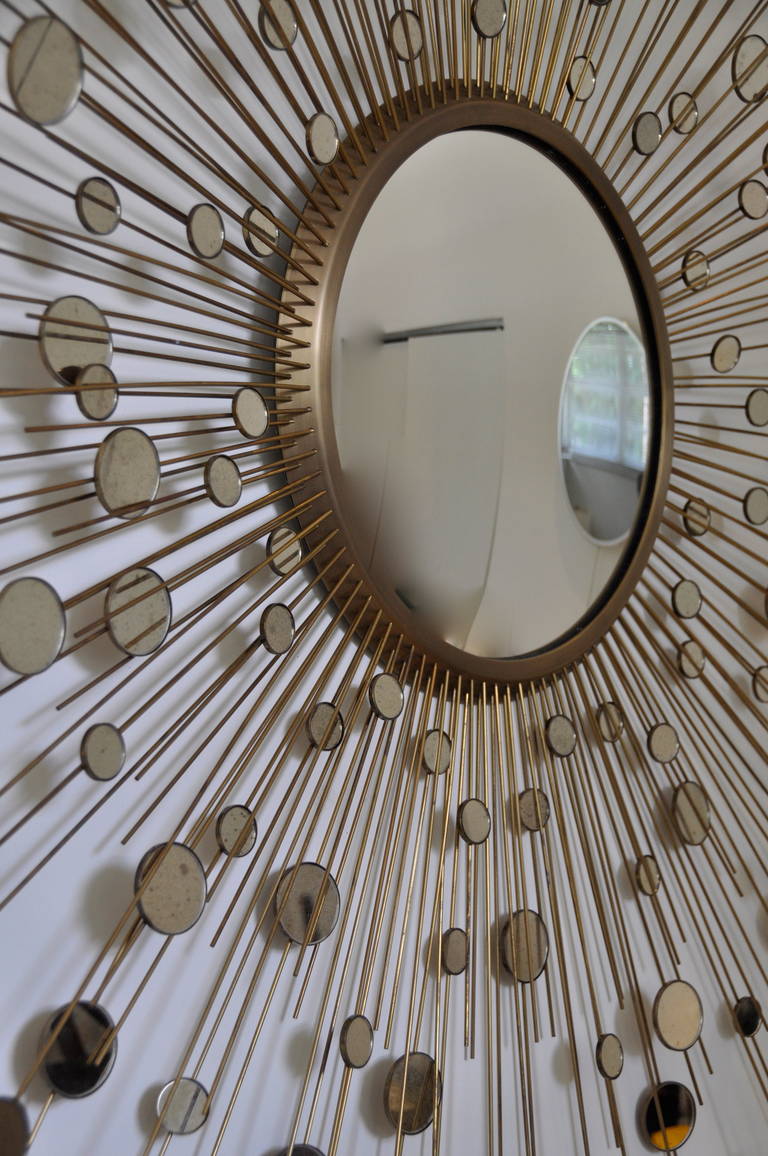 Brass Monumental Constellation Mirror by Thomas Pheasant for Baker For Sale