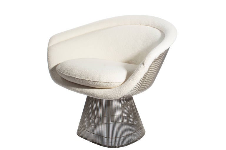 Mid-20th Century Warren Platner Lounge Chairs in Linen Boucle, 1968 For Sale