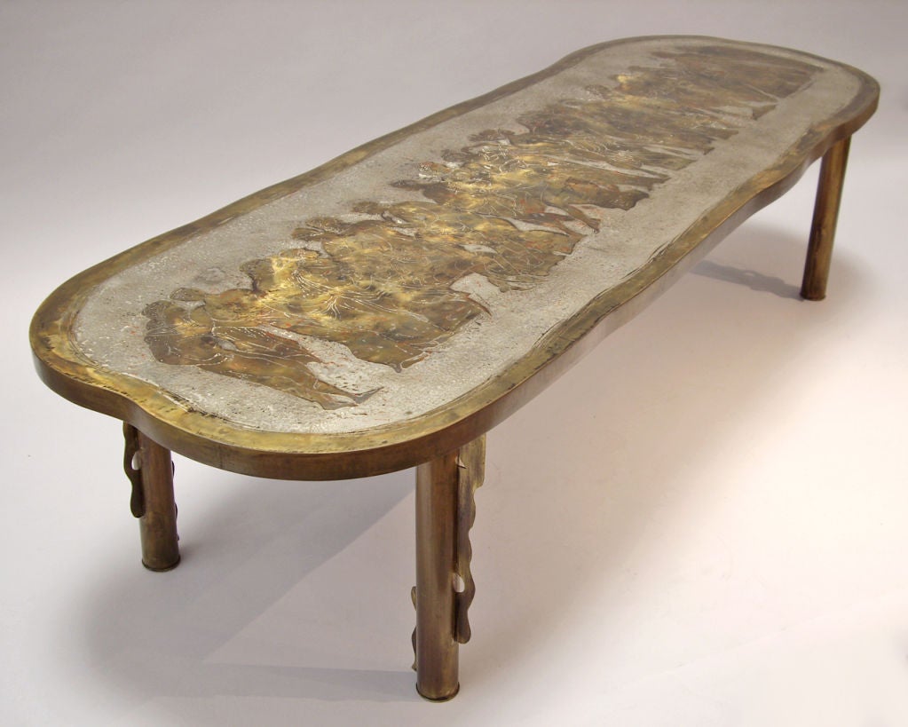 Signed Philip and Kelvin LaVerne Bronze Table In Excellent Condition For Sale In Miami, FL