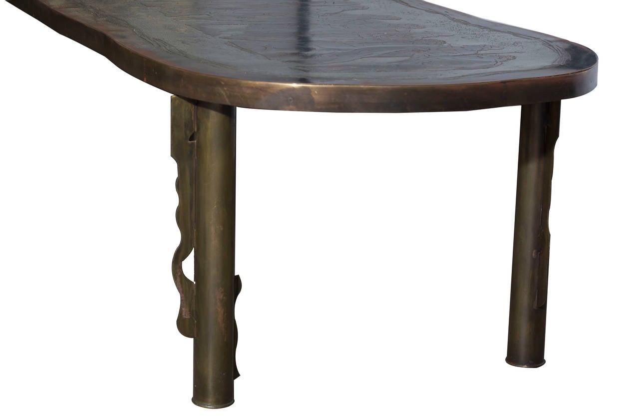 Mid-20th Century Signed Philip and Kelvin LaVerne Bronze Table For Sale