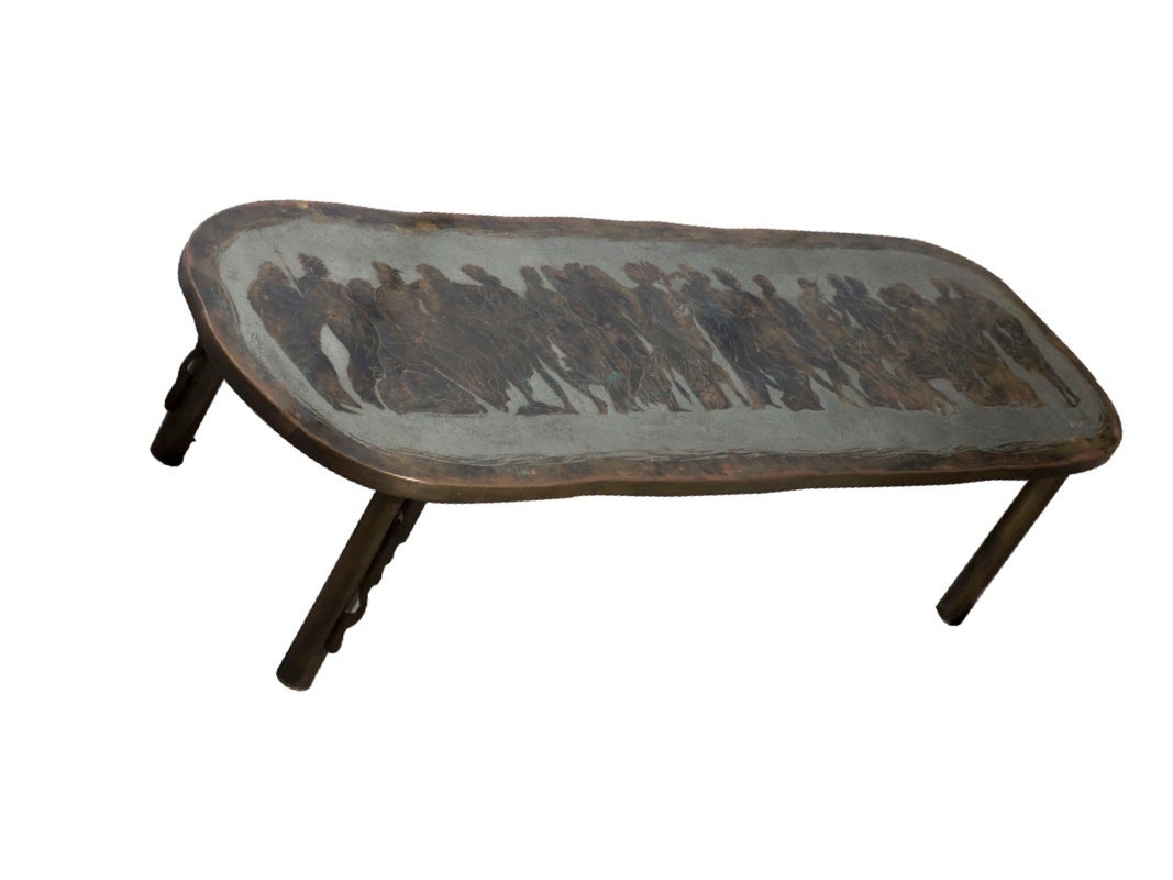 American Signed Philip and Kelvin LaVerne Bronze Table For Sale