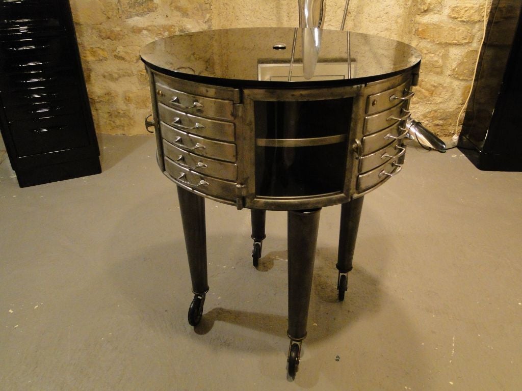 1940s French Dental Cabinet Girator Rotating Medical Furniture