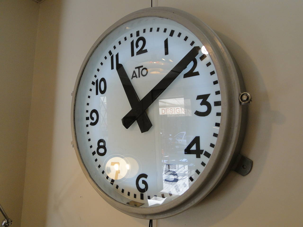 Aluminum French Factory Ato Station Railway Clock, Industrial