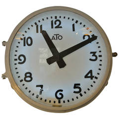 French Factory Ato Station Railway Clock, Industrial
