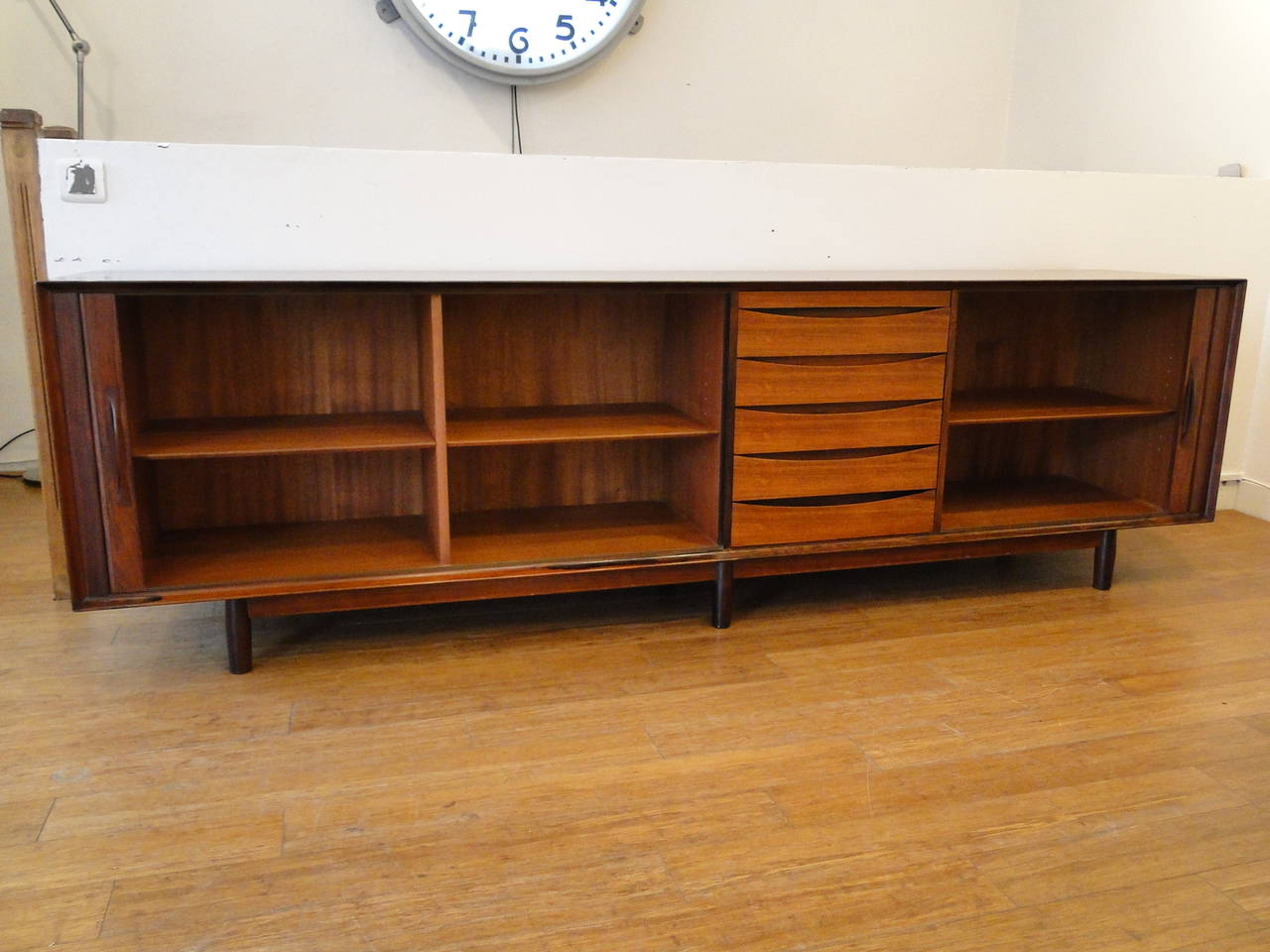 Danish Arne Vodder Tambour Rosewood Credenza Sideboard