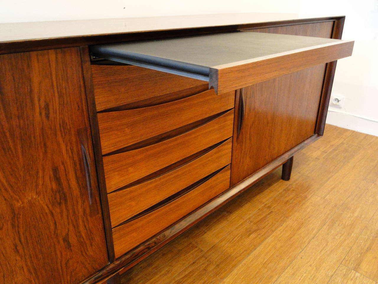 Mid-20th Century Arne Vodder Tambour Rosewood Credenza Sideboard