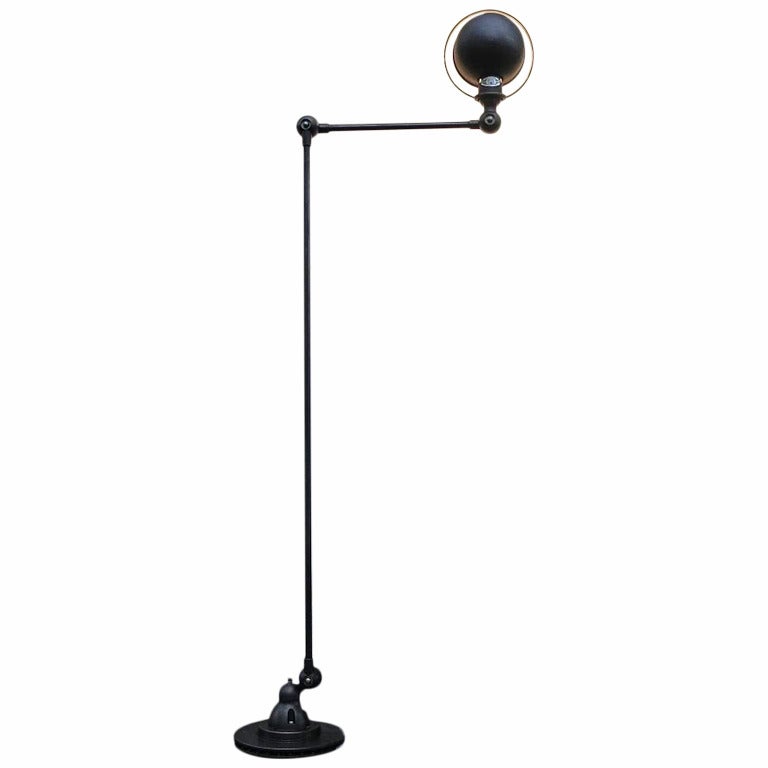 Jielde French Industrial 2 Arms Table Desk Reading Floor Lamp Graphite For Sale