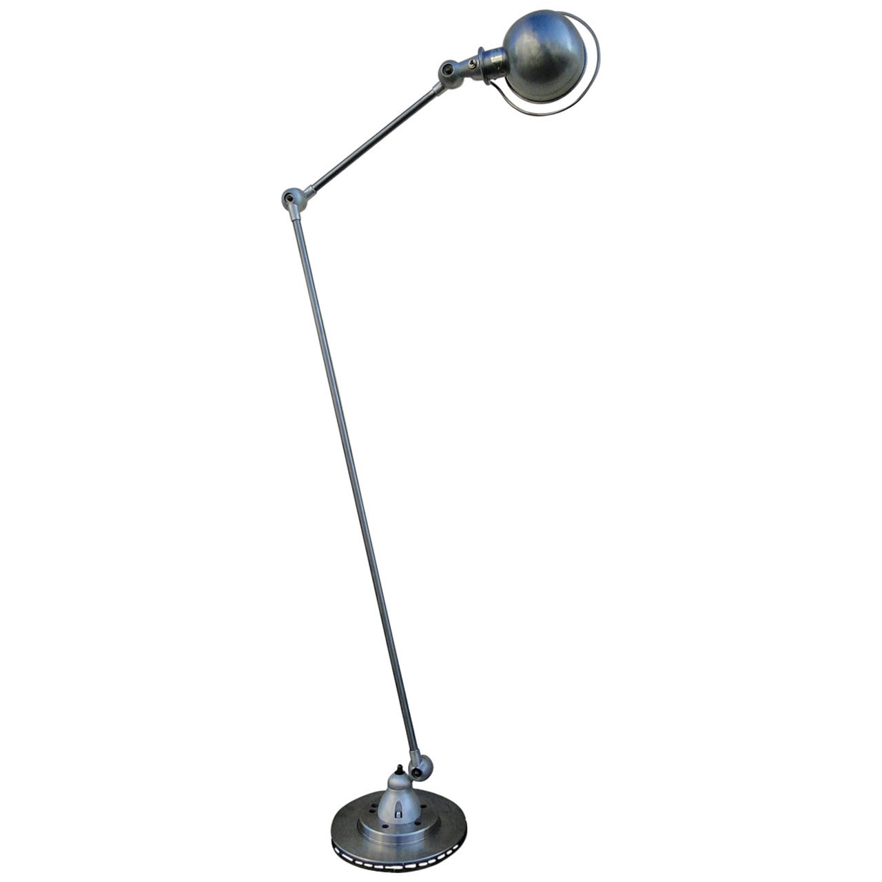 2-armed Jielde French Industrial Floor Reading Lamp Brushed For Sale