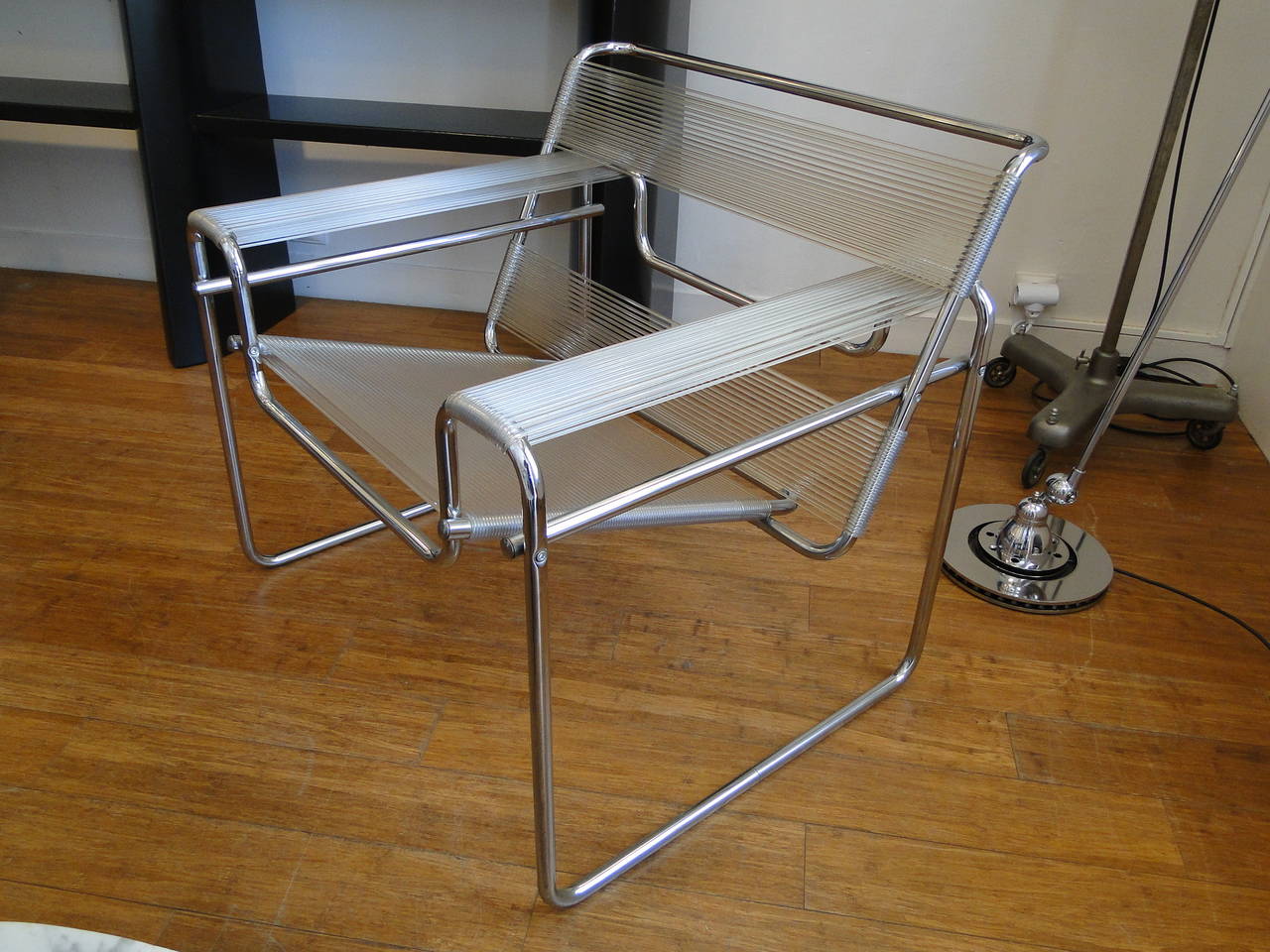 Modern Vintage Pair of String and Chrome Wassily Chairs
