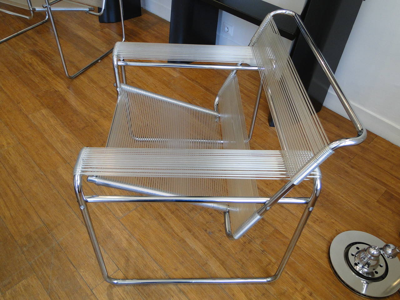 Vintage Pair of String and Chrome Wassily Chairs In Excellent Condition In Saint-Ouen, FR