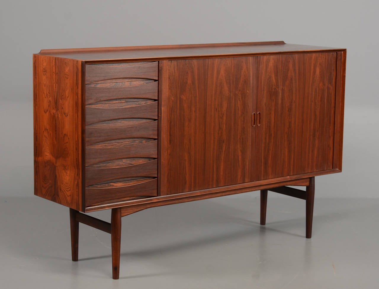 Arne Vodder Tambour Credenza Highboard in Rosewood