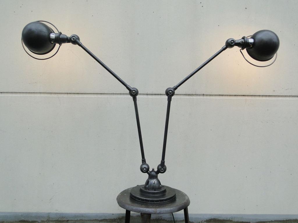 Double 2-armed Jielde French Industrial Floor Reading Lamp Graphite ...