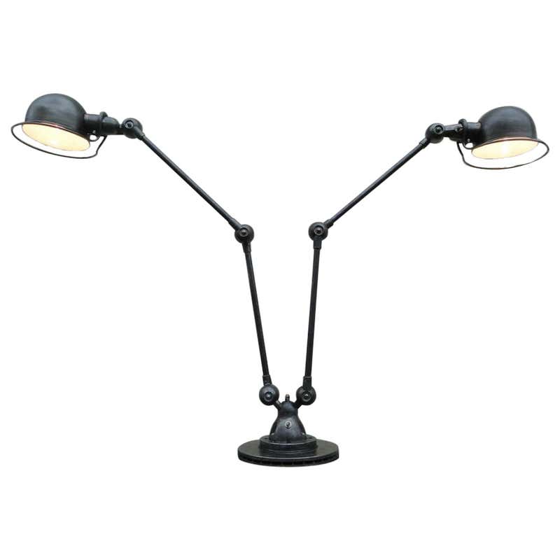Double 2-armed Jielde French Industrial Floor Reading Lamp Graphite ...