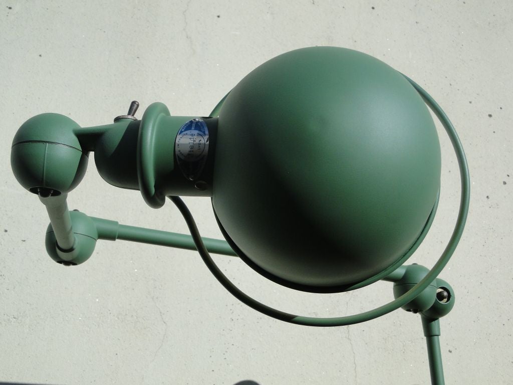 Mid-20th Century Double 3-armed Jielde French Industrial Floor Reading Lamp Reseda Green