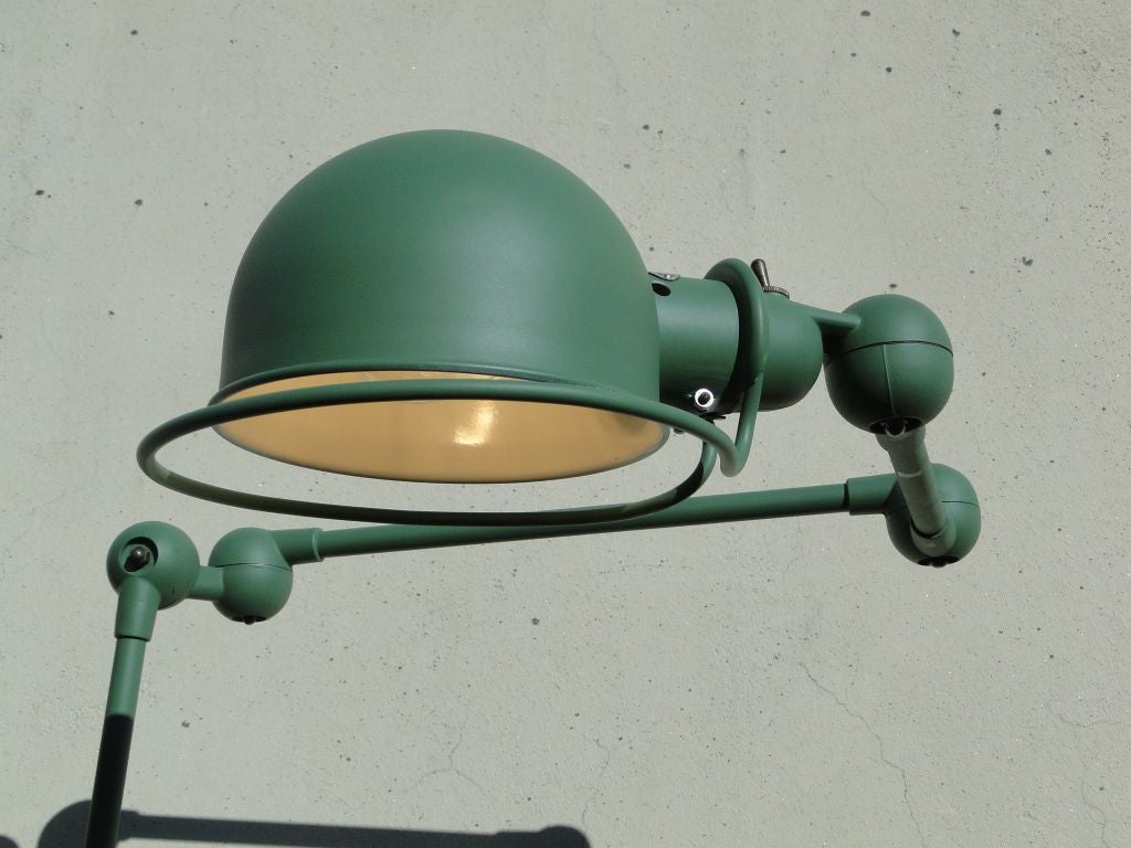 Double 3-armed Jielde French Industrial Floor Reading Lamp Reseda Green 1