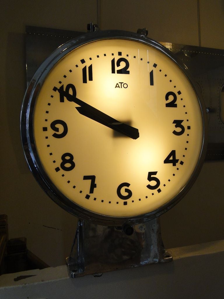 French Ato Station Railway Clock Factory Industrial Double Sided For