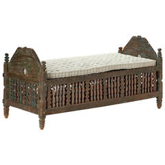 Indonesian Colonial Bench with Cushion Indonesian Colonial Bench with Cushion