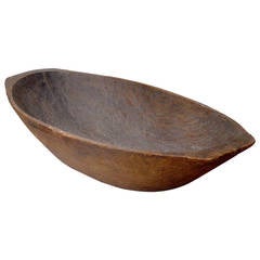 Large Hand-Carved Wooden Bowl, Made Out of a Solid Piece of Wood, circa 1920