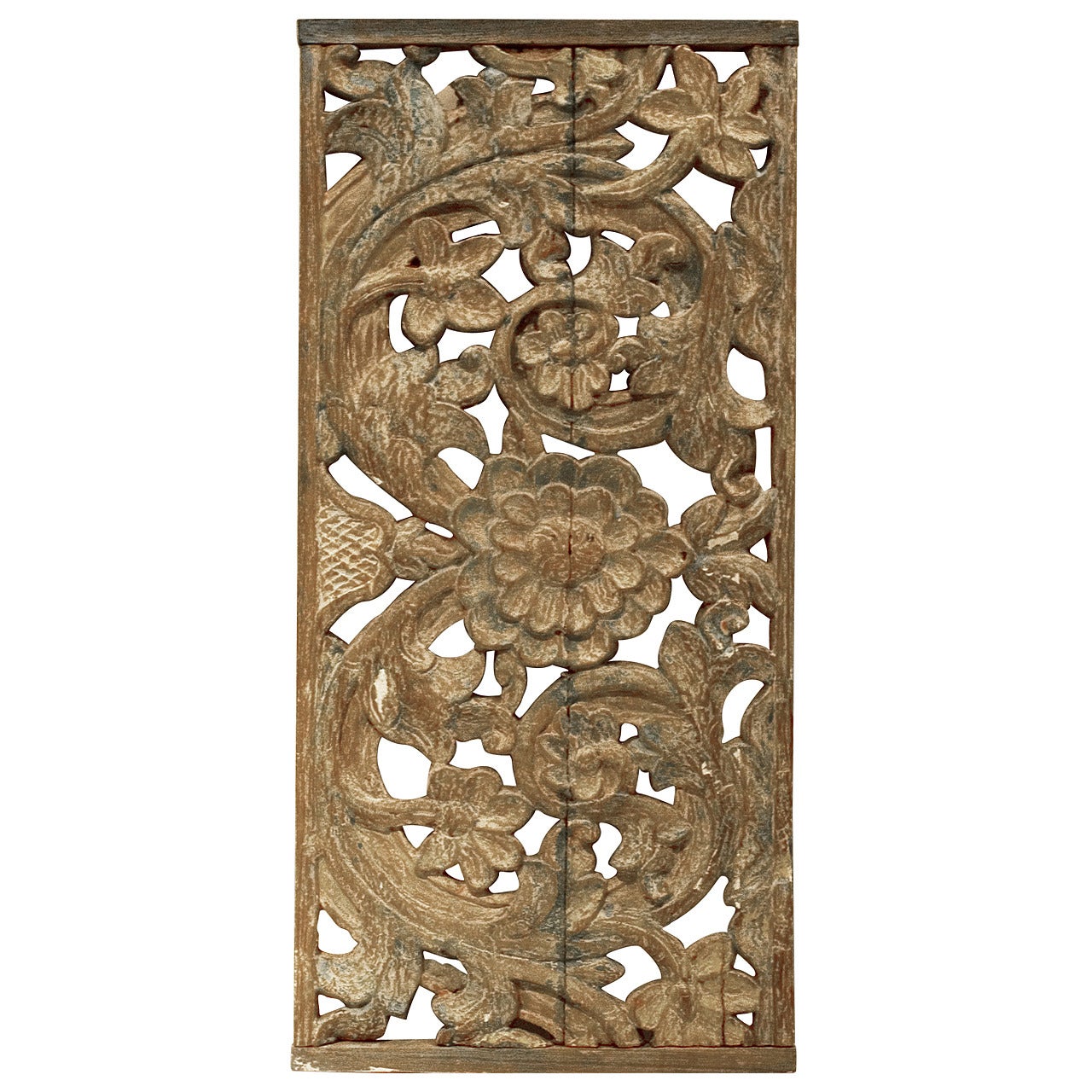 Hand-Carved Wooden Java Panel, Indonesia circa 1920