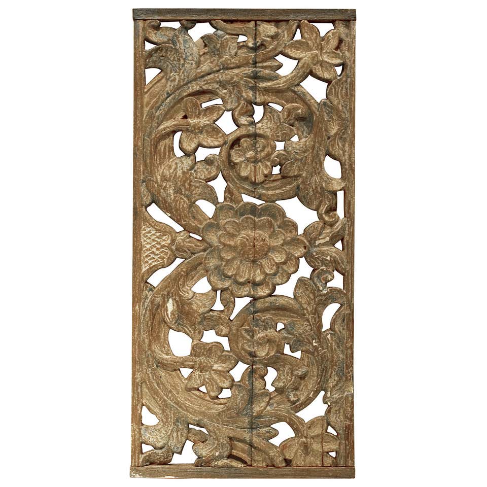 Hand-Carved Wooden Java Panel, Indonesia circa 1920 at 1stDibs