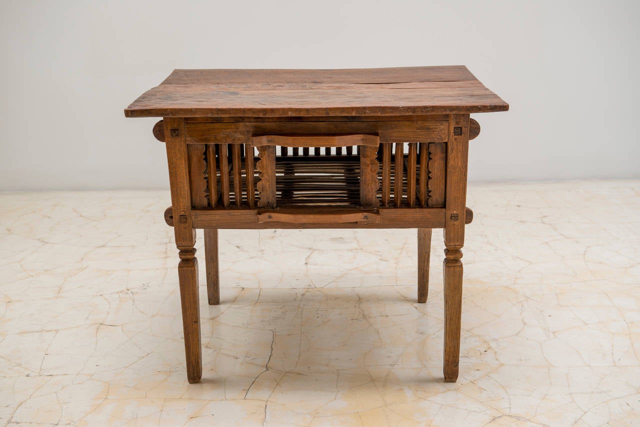 Hand-carved desk made out of teak wood.
