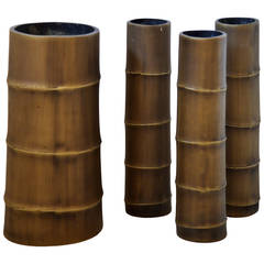 Contemporary Aluminum Cast Bamboo Vases