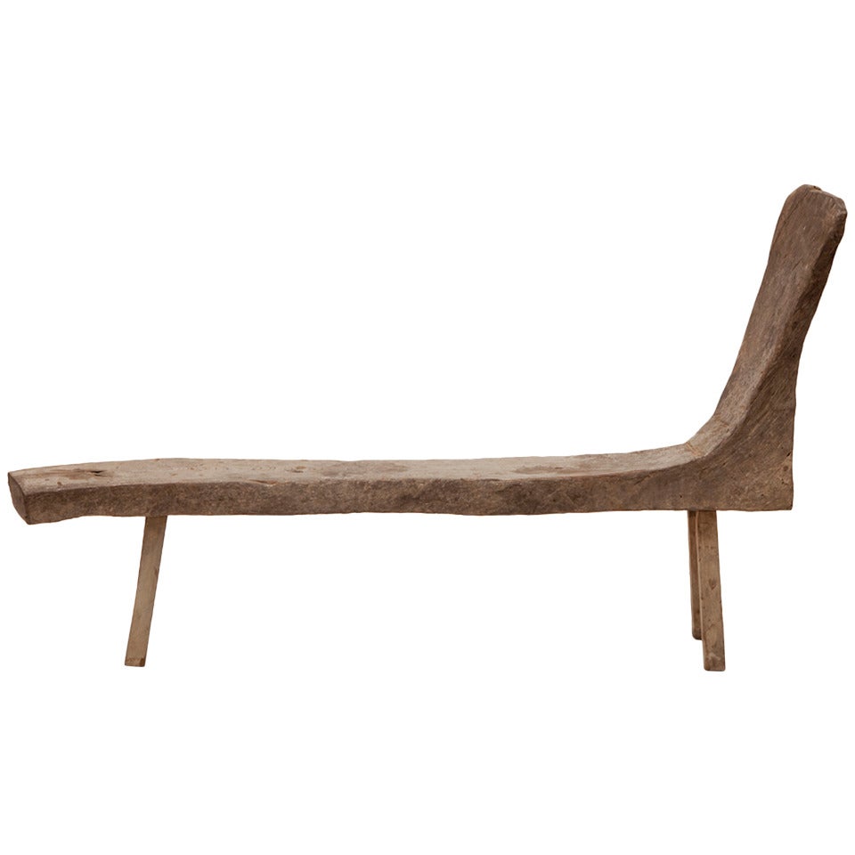 Worm Bench in Solid Teak from Java, circa 1920 For Sale