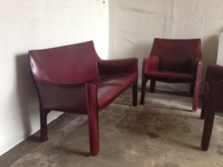 Mario Bellini cab sofa and armchairs In Good Condition For Sale In Oosterbeek, NL