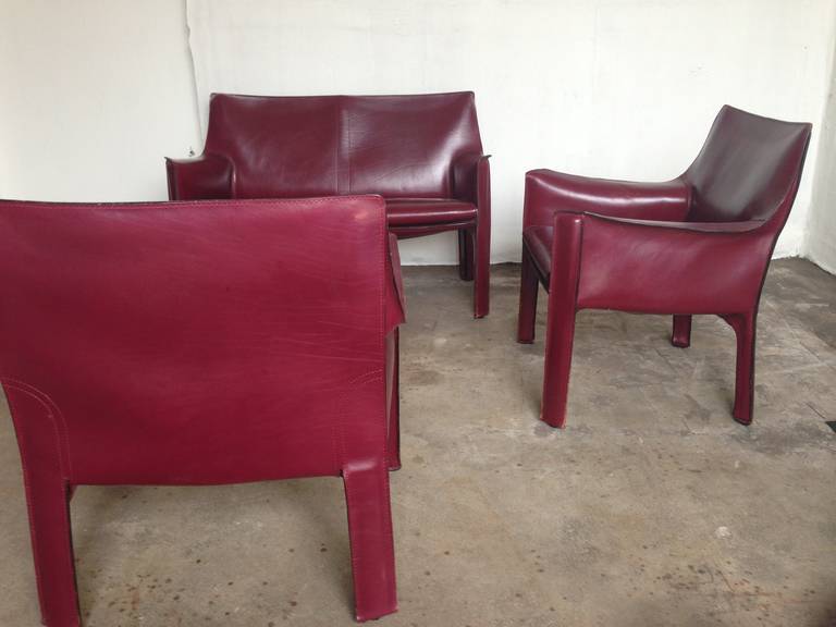 20th Century Mario Bellini cab sofa and armchairs For Sale